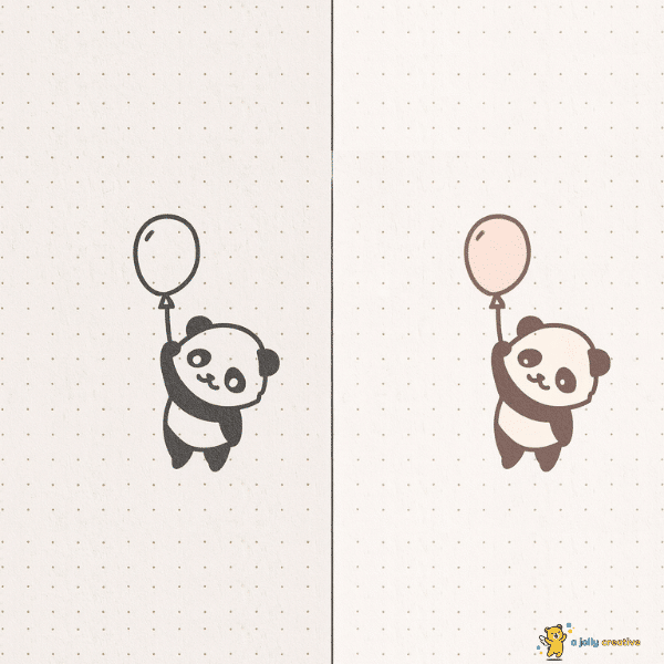 Panda and Balloon Drawing idea