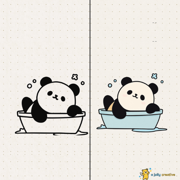 Panda in bath drawing idea