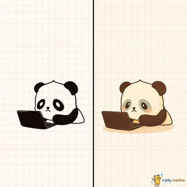 Panda on Computer Drawing