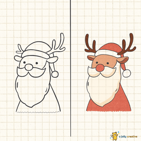 Reindeer Santa Drawing idea