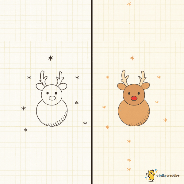 Reindeer Snowman Drawing idea