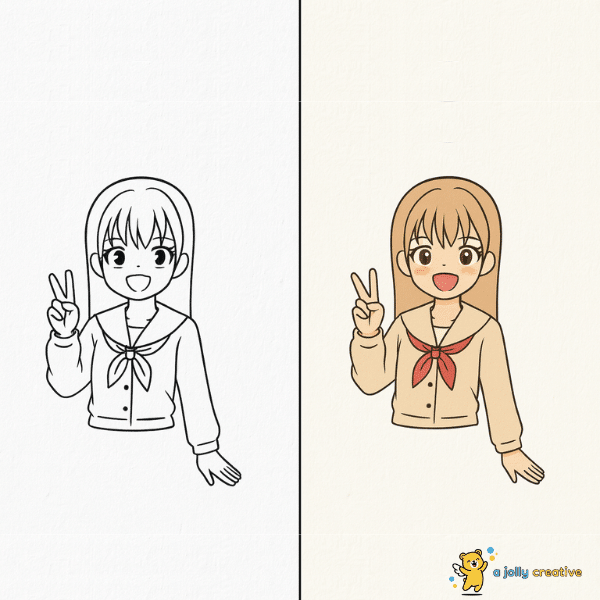 School Girl drawing idea