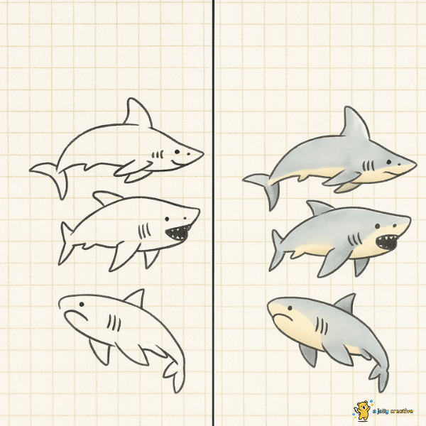 Shark Trio Drawing