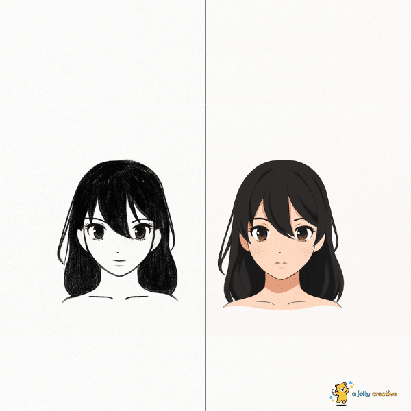 Simple Anime Girl Drawing idea-2