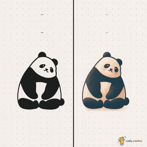 Simple Chubby Panda Drawing