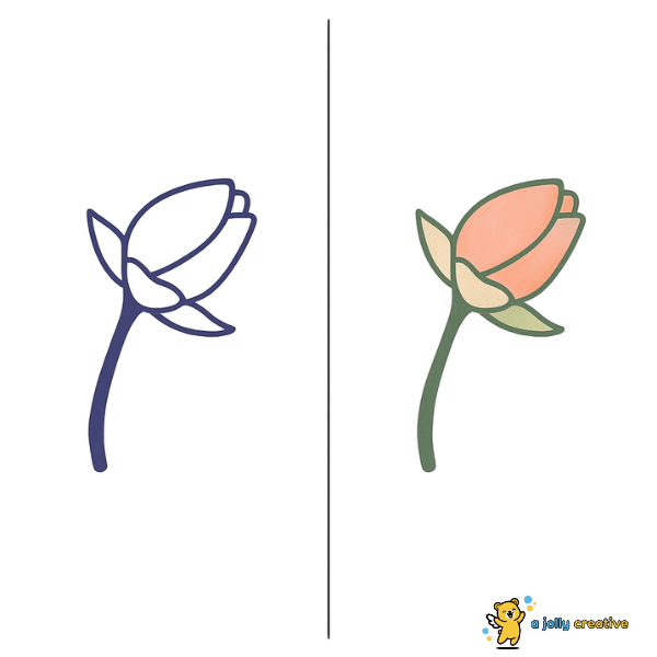 Simple Flower Bud Drawing idea