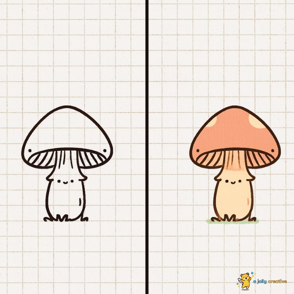 Simple Happy Mushroom Drawing idea
