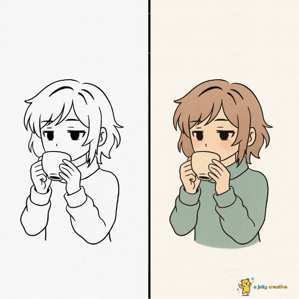Sipping Coffee drawing idea