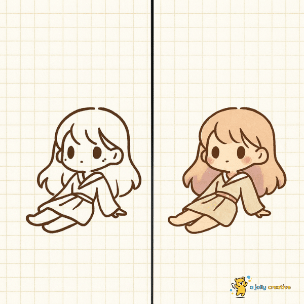 Sitting Chibis Drawing idea-2