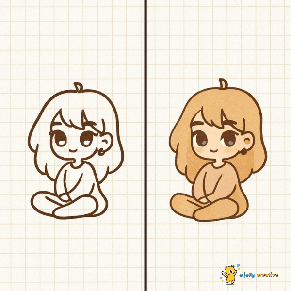 Sitting Chibis Drawing idea-3