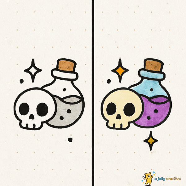Skull and Potion Drawing idea