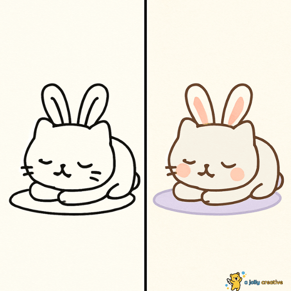 Sleepy Bunny Cat Drawing idea