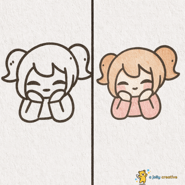 Smiling Half Body Drawing idea