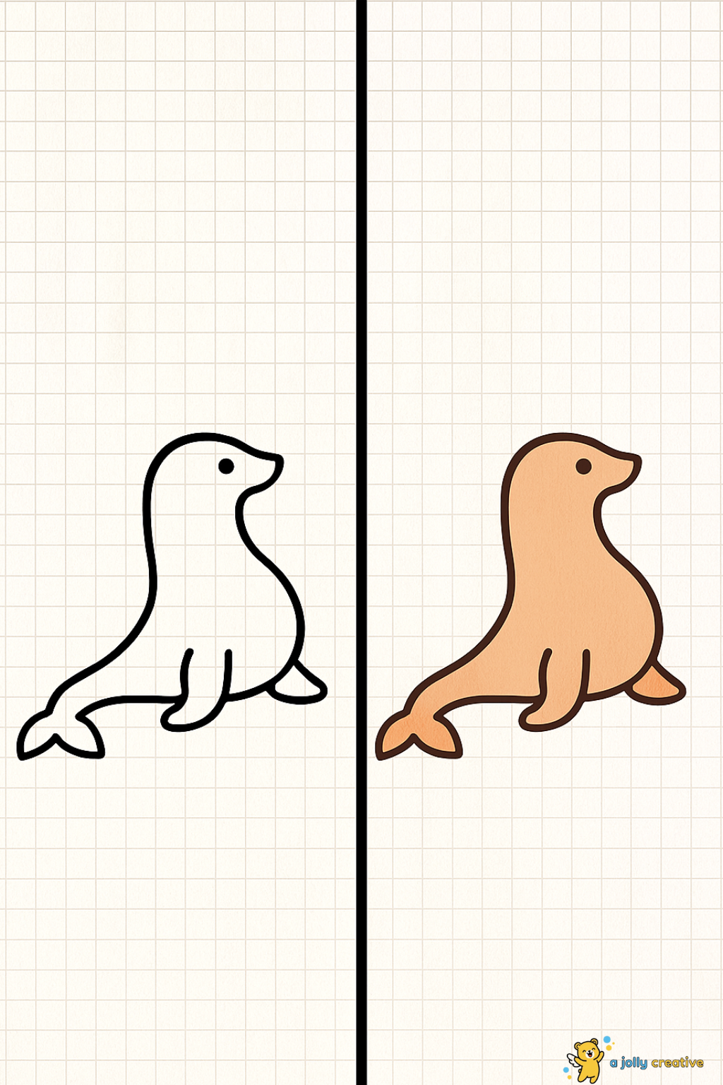 Swimming Seal Drawing-idea-1