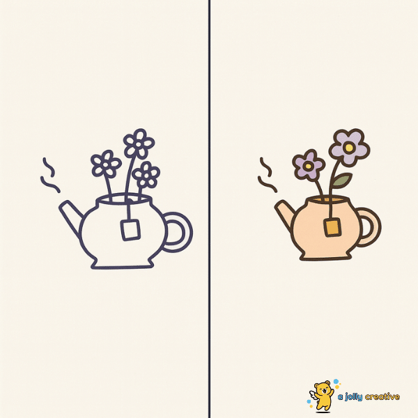 Teapot with Flowers Drawing idea