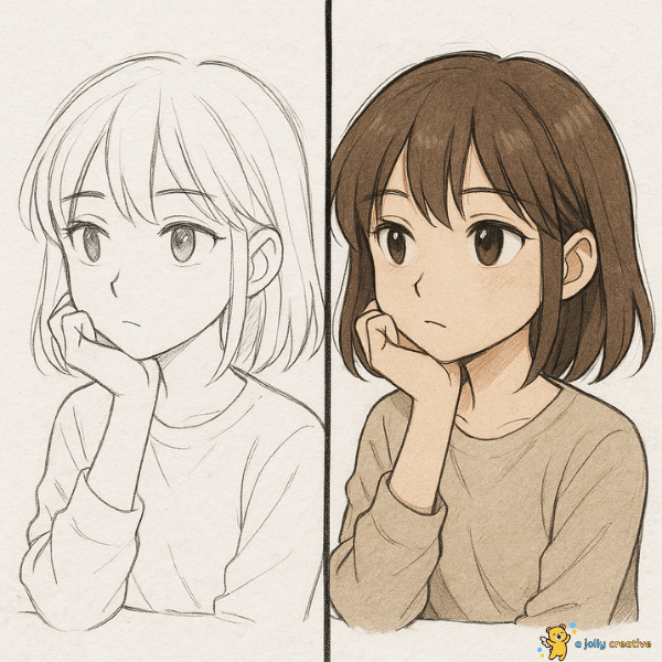 Thoughtful Girl Drawing idea