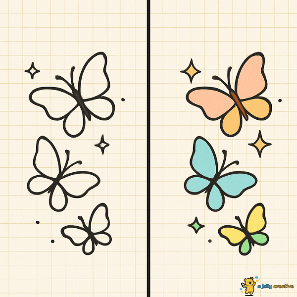 Three Butterflies and Stars