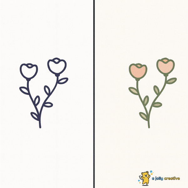 Two Budding Flowers Drawing idea