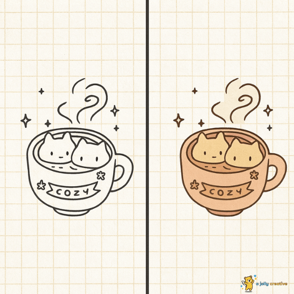Two Cozy Cats Drawing idea
