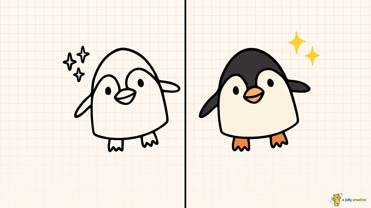 Waddling Penguin Drawing-idea-3