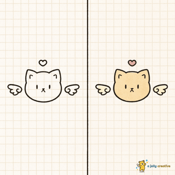 Winged Cat Face Drawing
