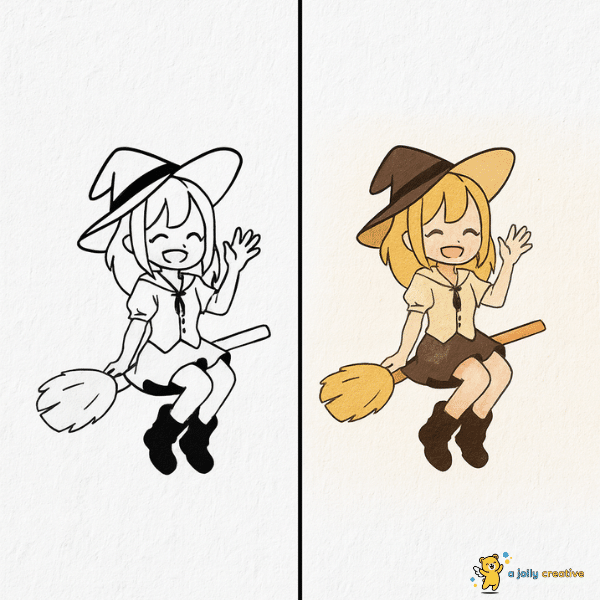 Witch Waving drawing idea