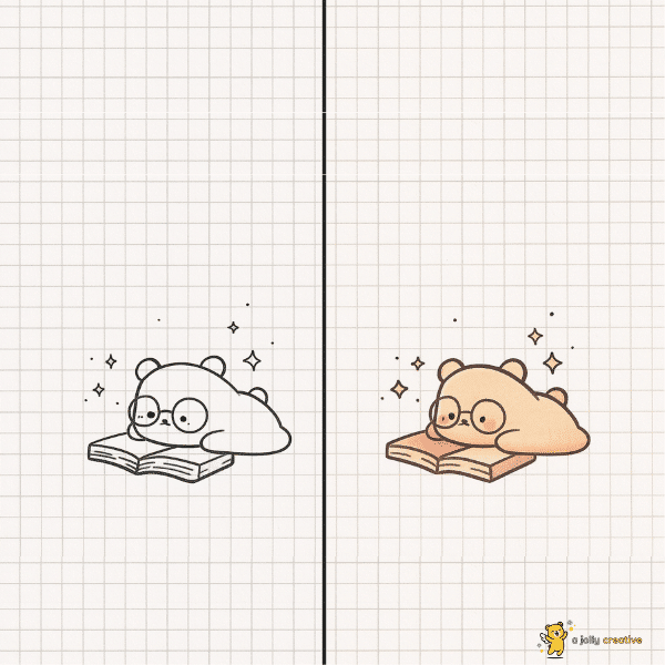 Bear Reading a Book Drawing-idea-1