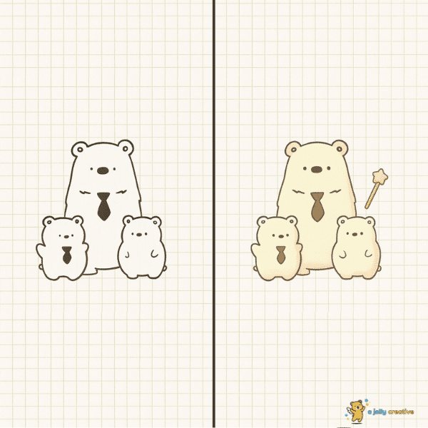 Papa Bear and Its Cubs Drawing-idea-1