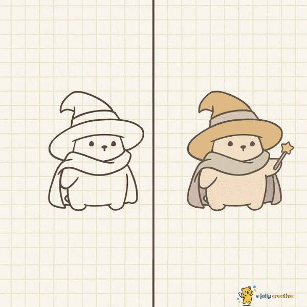 Wizard Bear with a Hat Drawing-idea-1